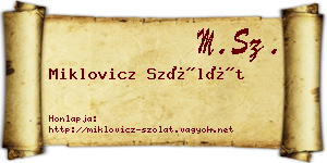 Miklovicz Szólát névjegykártya